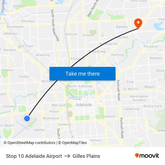 Stop 10 Adelaide Airport to Gilles Plains map