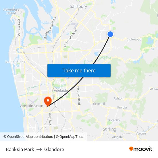 Banksia Park to Glandore map
