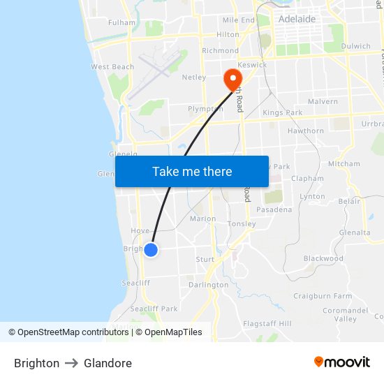 Brighton to Glandore map