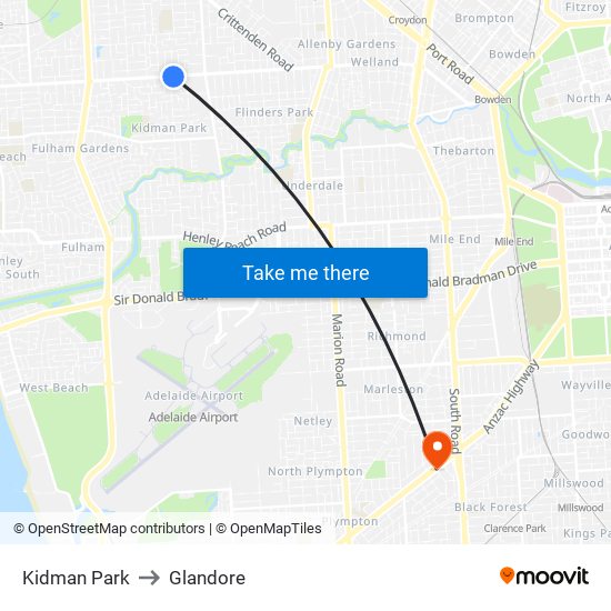 Kidman Park to Glandore map