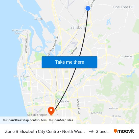 Zone B Elizabeth City Centre - North West side to Glandore map