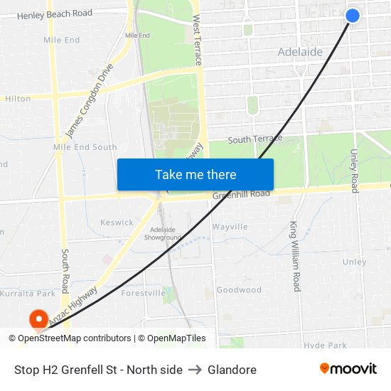 Stop H2 Grenfell St - North side to Glandore map