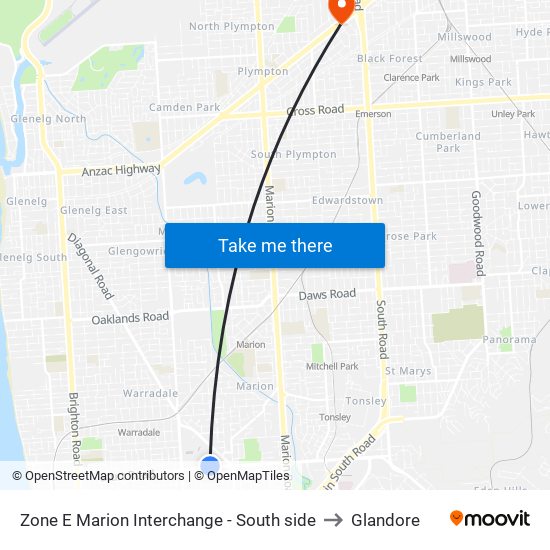 Zone E Marion Interchange - South side to Glandore map