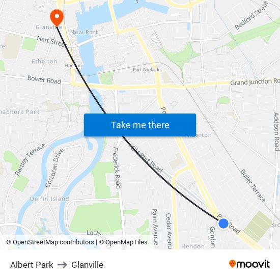 Albert Park to Glanville map