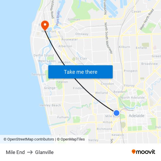 Mile End to Glanville map