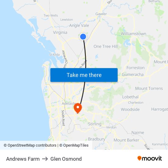 Andrews Farm to Glen Osmond map