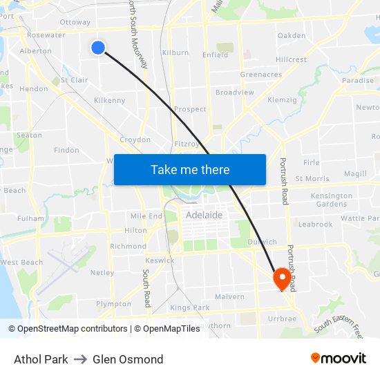 Athol Park to Glen Osmond map