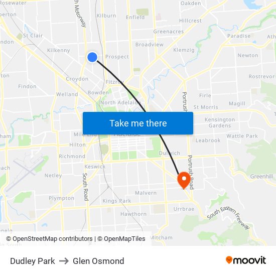 Dudley Park to Glen Osmond map