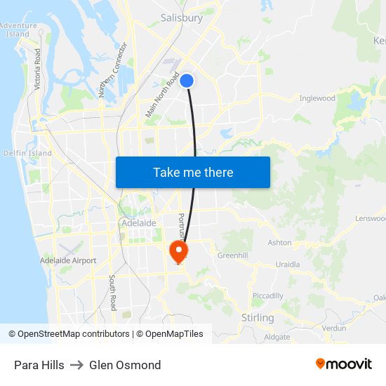 Para Hills to Glen Osmond map