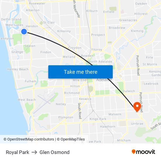 Royal Park to Glen Osmond map