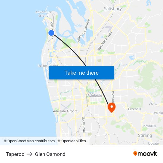 Taperoo to Glen Osmond map