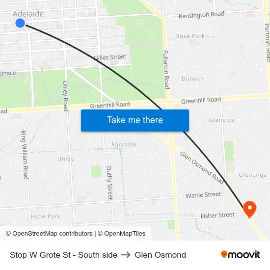 Stop W Grote St - South side to Glen Osmond map