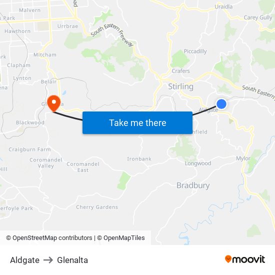 Aldgate to Glenalta map