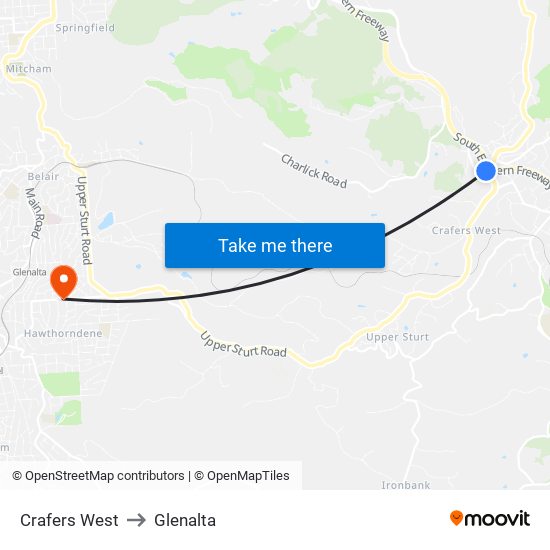 Crafers West to Glenalta map