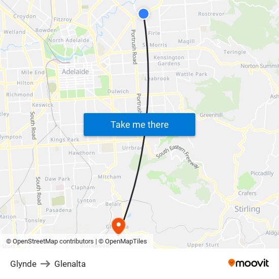 Glynde to Glenalta map