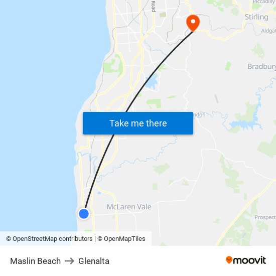 Maslin Beach to Glenalta map