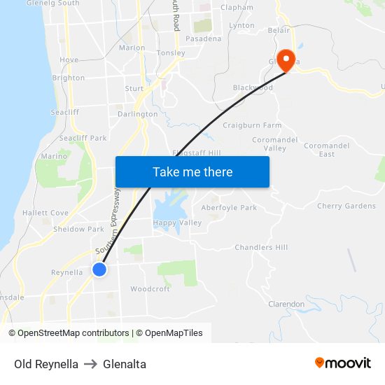 Old Reynella to Glenalta map