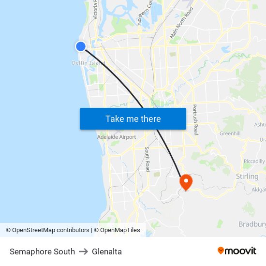 Semaphore South to Glenalta map