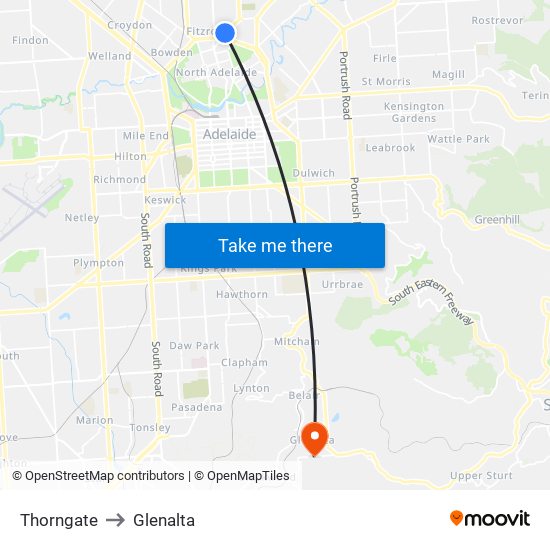 Thorngate to Glenalta map