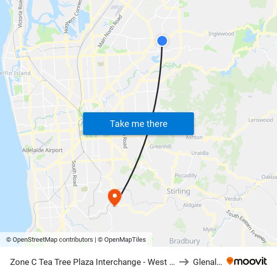 Zone C Tea Tree Plaza Interchange - West side to Glenalta map