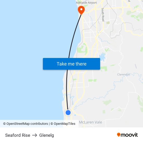 Seaford Rise to Glenelg map