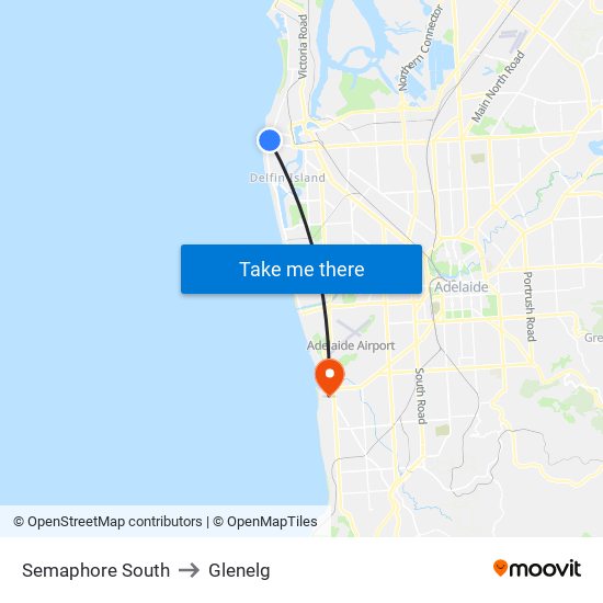 Semaphore South to Glenelg map