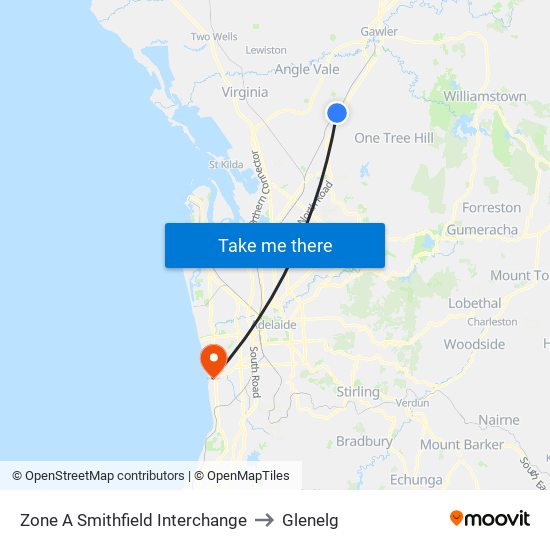 Zone A Smithfield Interchange to Glenelg map