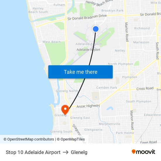 Stop 10 Adelaide Airport to Glenelg map