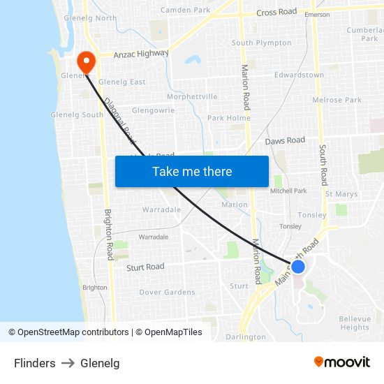 Flinders to Glenelg map