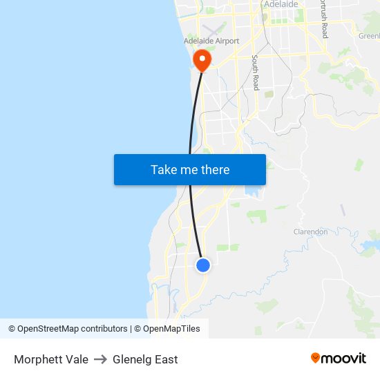 Morphett Vale to Glenelg East map
