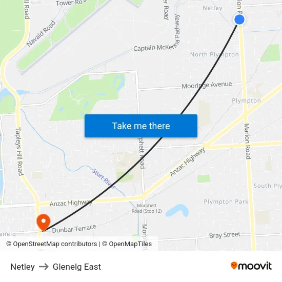 Netley to Glenelg East map