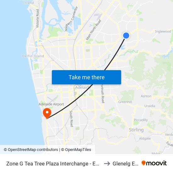 Zone G Tea Tree Plaza Interchange - East side to Glenelg East map