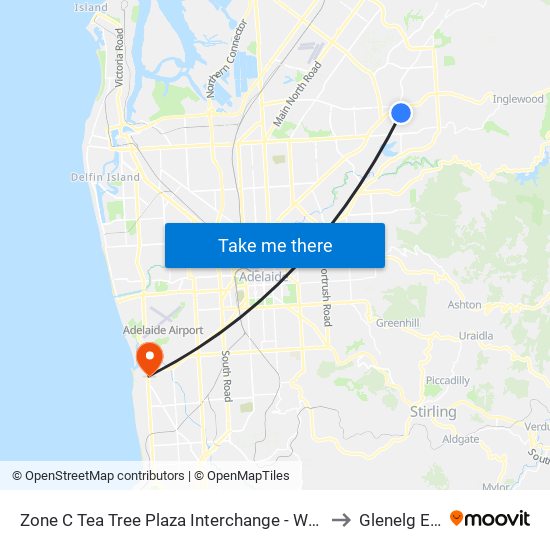 Zone C Tea Tree Plaza Interchange - West side to Glenelg East map