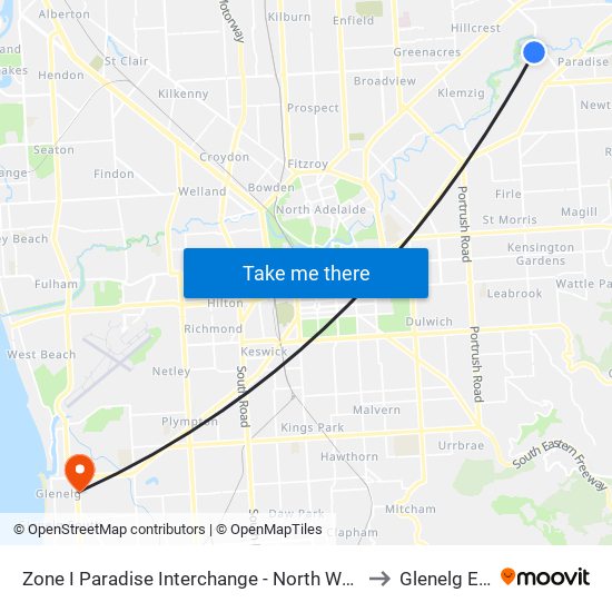 Zone I Paradise Interchange - North West side to Glenelg East map