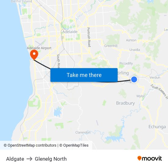 Aldgate to Glenelg North map