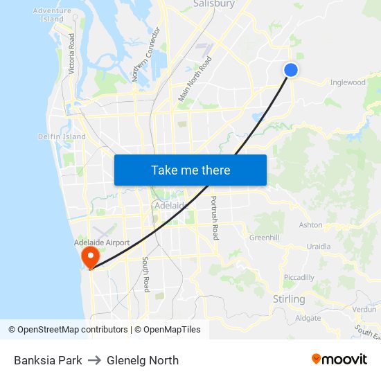 Banksia Park to Glenelg North map