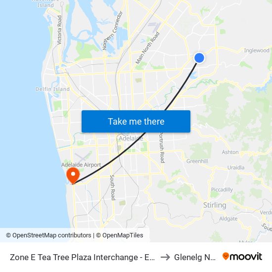 Zone E Tea Tree Plaza Interchange - East side to Glenelg North map