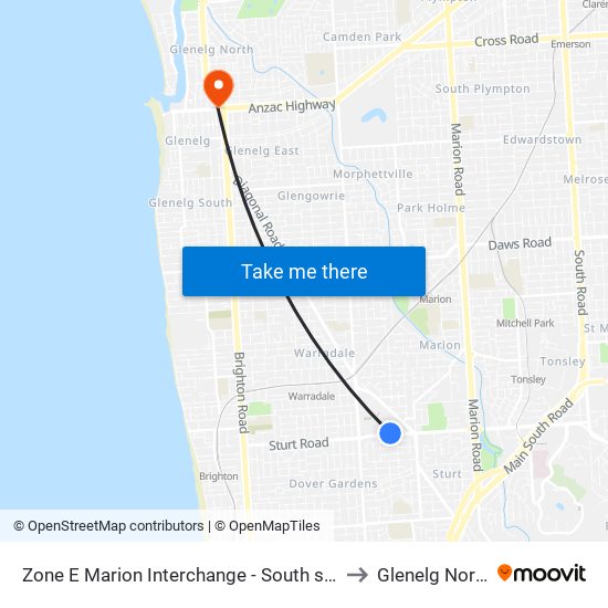 Zone E Marion Interchange - South side to Glenelg North map