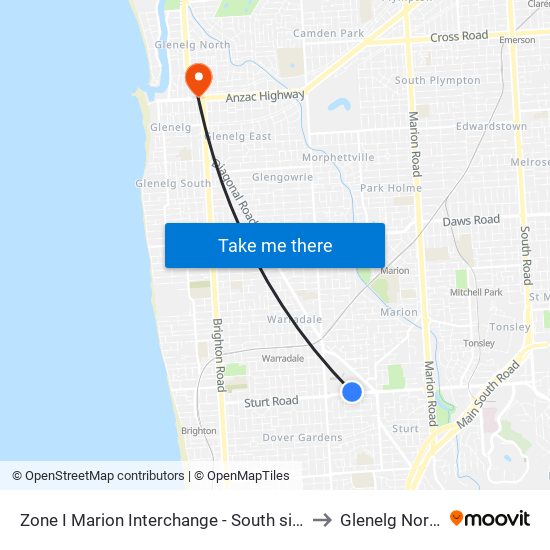 Zone I Marion Interchange - South side to Glenelg North map