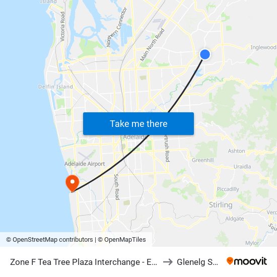 Zone F Tea Tree Plaza Interchange - East side to Glenelg South map