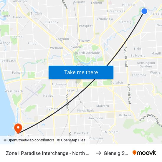 Zone I Paradise Interchange - North West side to Glenelg South map