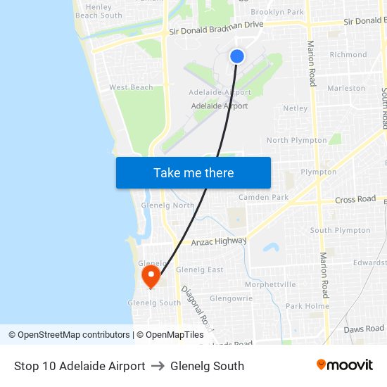 Stop 10 Adelaide Airport to Glenelg South map