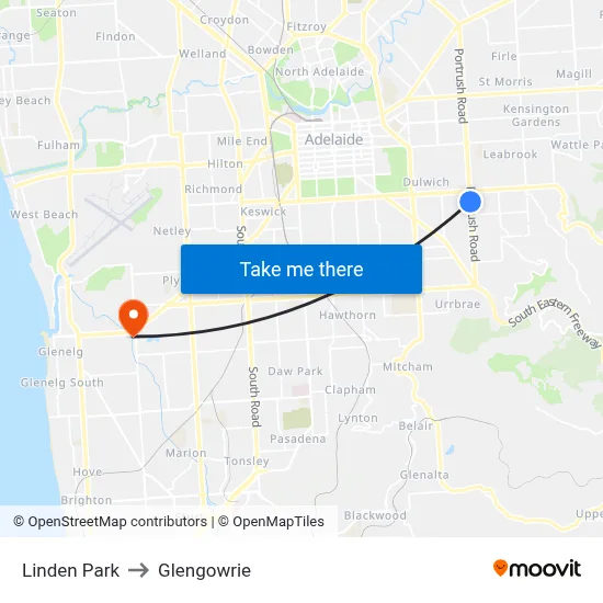 Linden Park to Glengowrie map