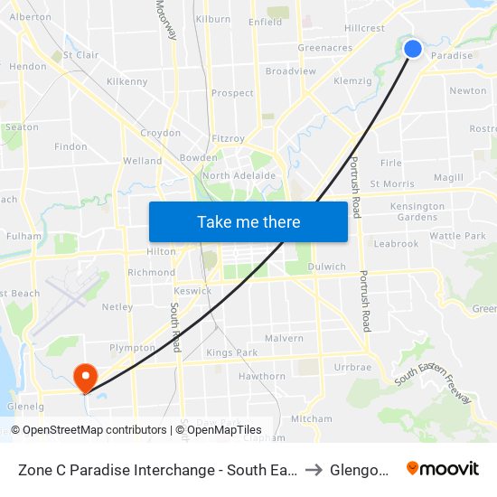 Zone C Paradise Interchange - South East side to Glengowrie map