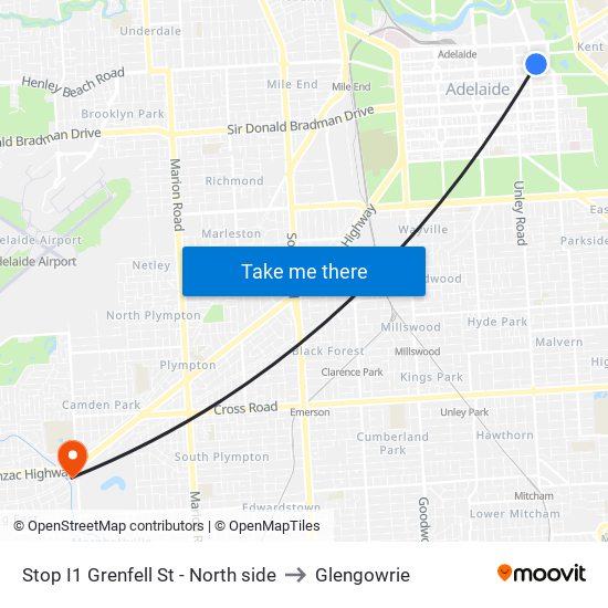 Stop I1 Grenfell St - North side to Glengowrie map