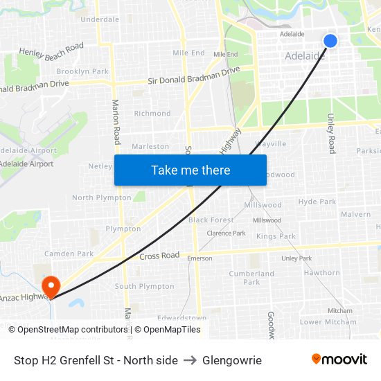 Stop H2 Grenfell St - North side to Glengowrie map