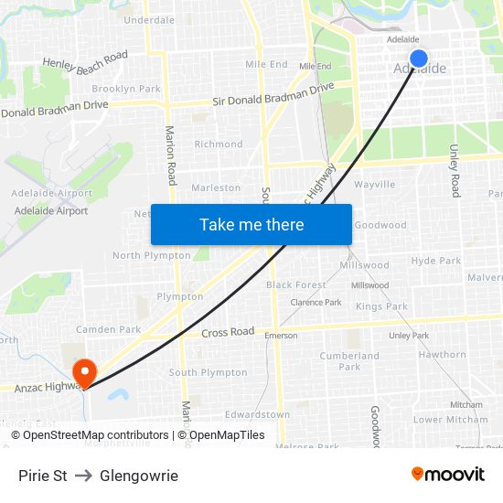 Pirie St to Glengowrie map