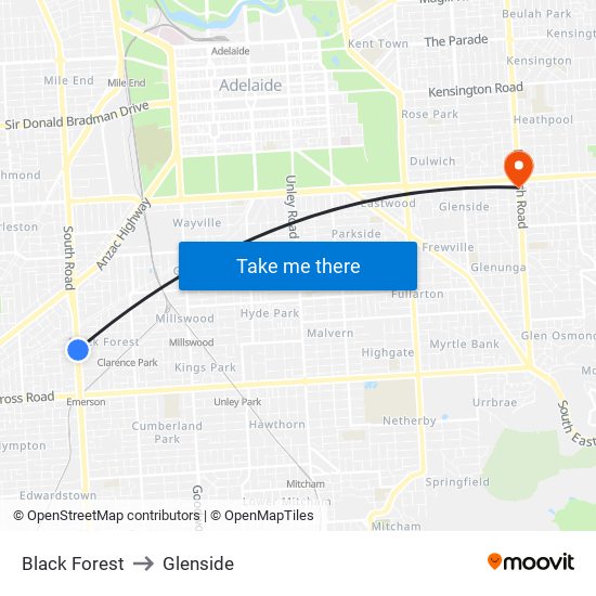 Black Forest to Glenside map