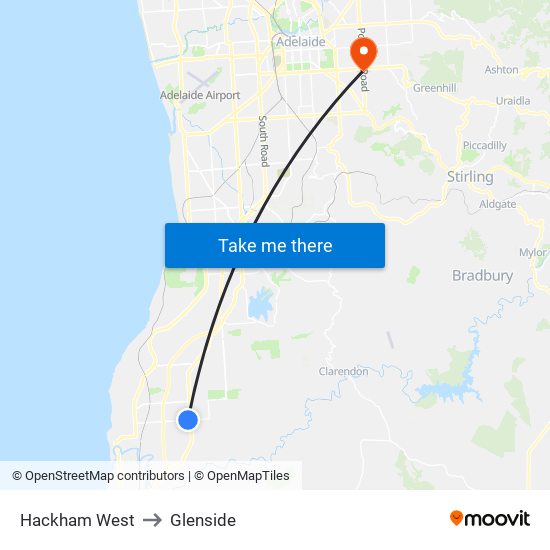 Hackham West to Glenside map