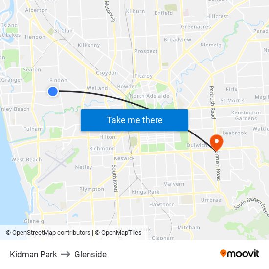 Kidman Park to Glenside map